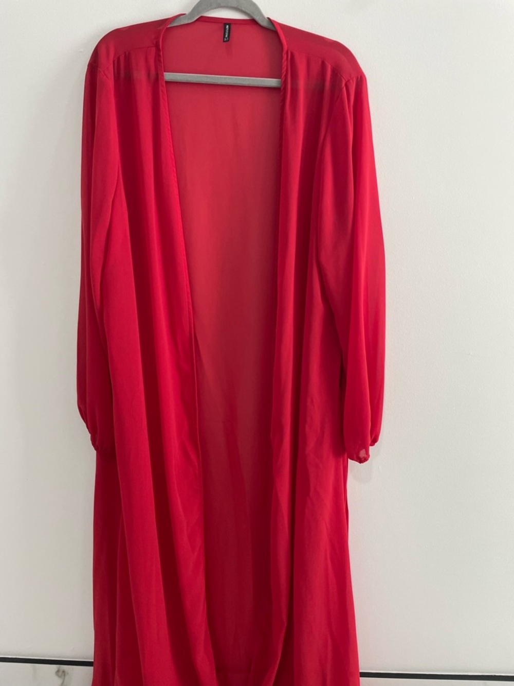 PrettyLittleThing Red Sheer Long Duster Robe